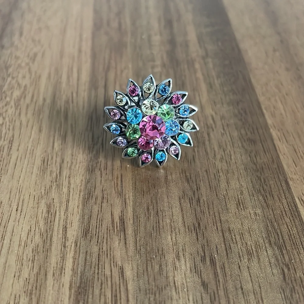 Multicolored Rhinestone Gem Adjustable Ring - Picture 2 of 5
